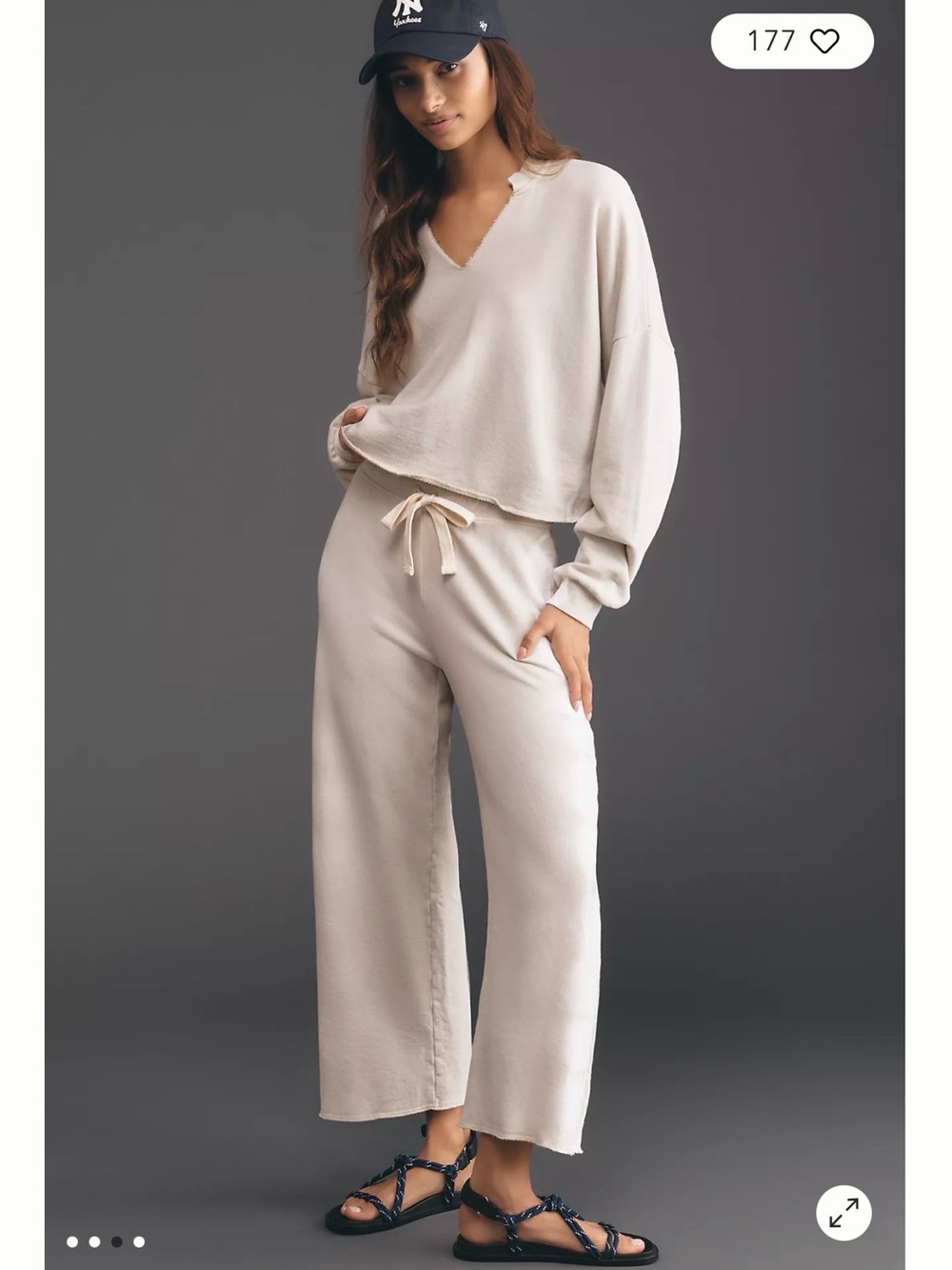 NWT Anthropologie Electric & Rose V-Neck Batwing Pullover & Drawstring Pant Set